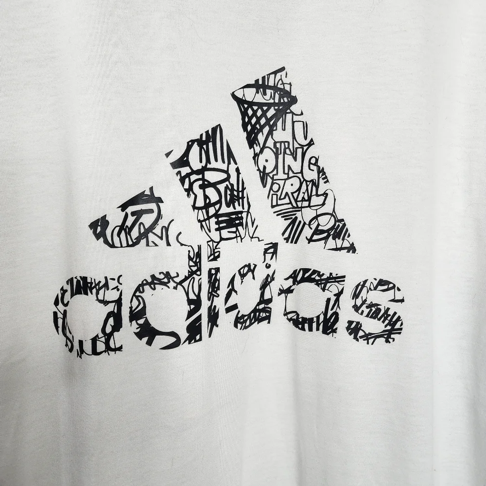 Adidas Graffiti Logo‎ Climalite White Tshirt Mens 2xl